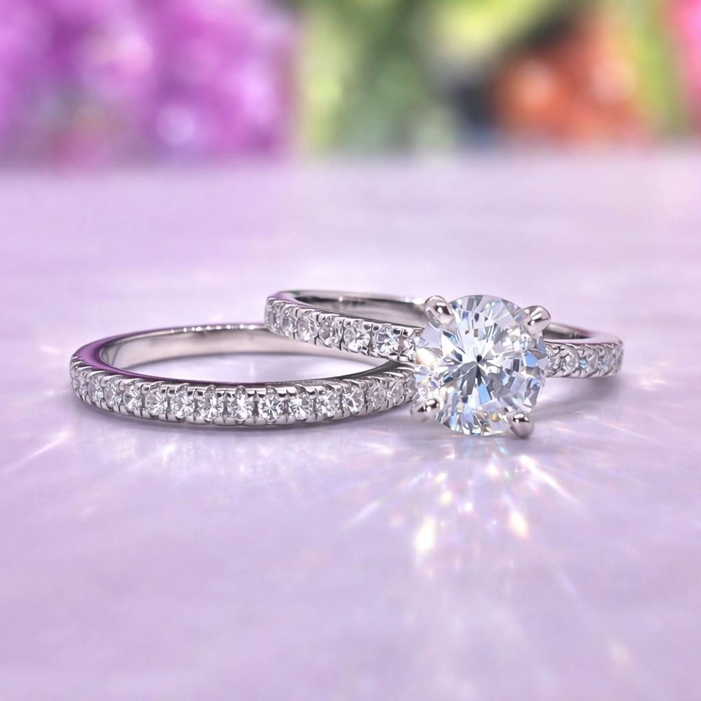 Round Cut 1 Carat Moissanite Enagagement Ring | 925 Silver