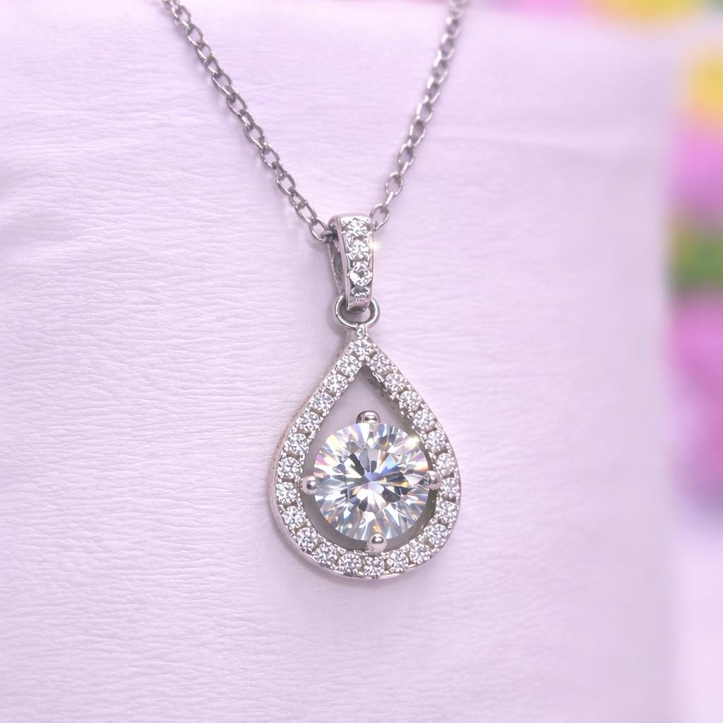 Moissanite Diamond 925 Sterling Silver Necklace - 1 Carat