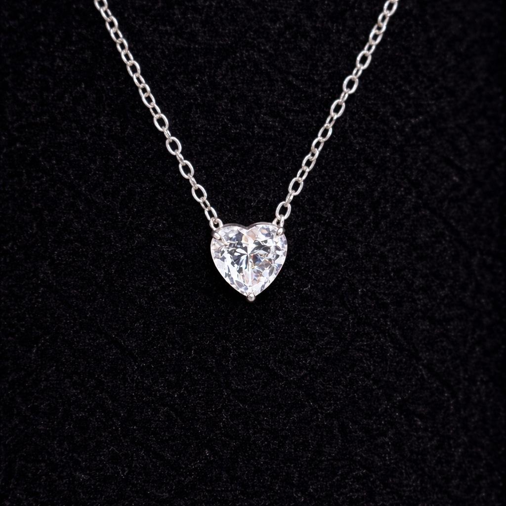 Heart Cut 1 Carat Moissanite Pendant Necklace - Sterling Silver