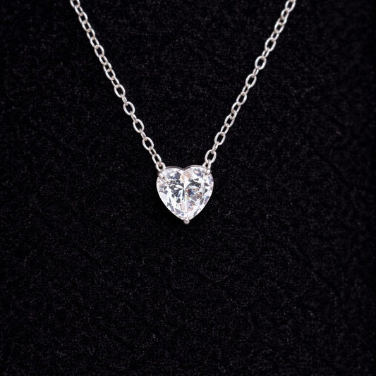 Heart Cut 1 Carat Moissanite Pendant Necklace - Sterling Silver