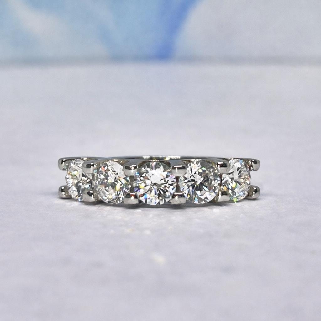 White Sapphire Eternity Ring: Sterling Silver Anniversary Band
