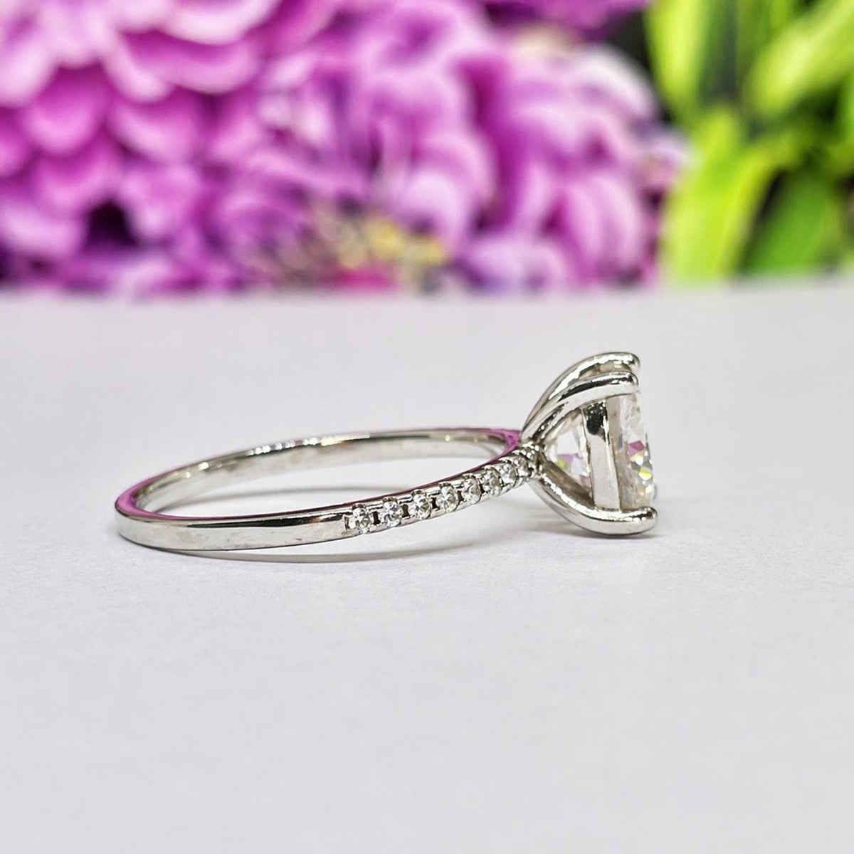 Cushion Cut 2 Carat Moissanite Engagement Ring Silver