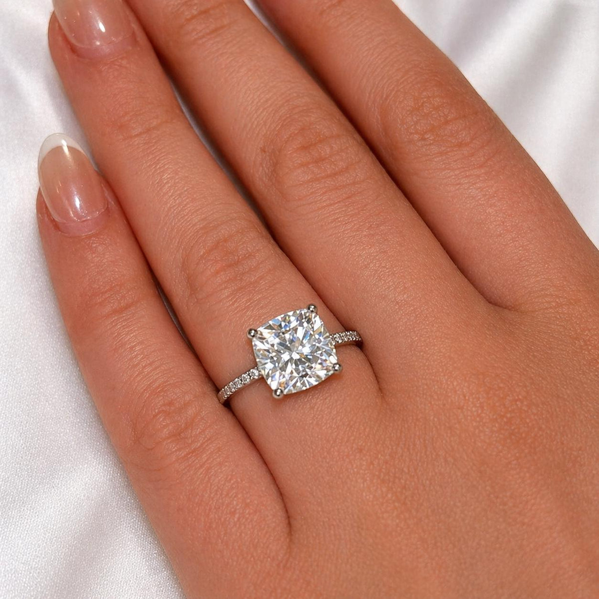 Cushion Cut 2 Carat Moissanite Engagement Ring Silver