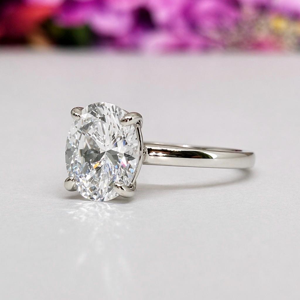 Oval Cut 3 Carat Moissanite Engagement Ring Silver