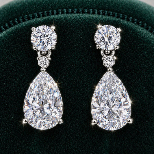 3 CT Pear-Cut Moissanite Drop Earrings