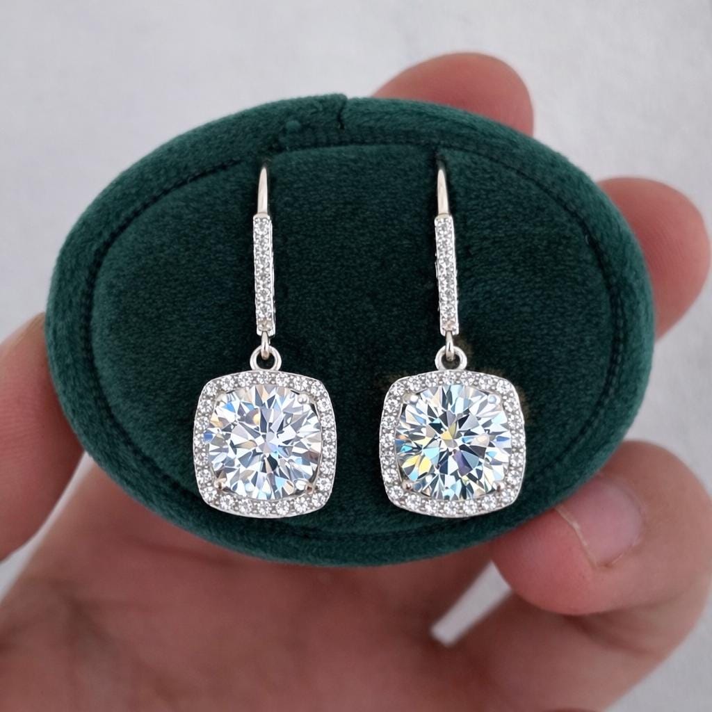 Moissanite Dangle Drop Earrings 2 Carat: 925 Sterling Silver