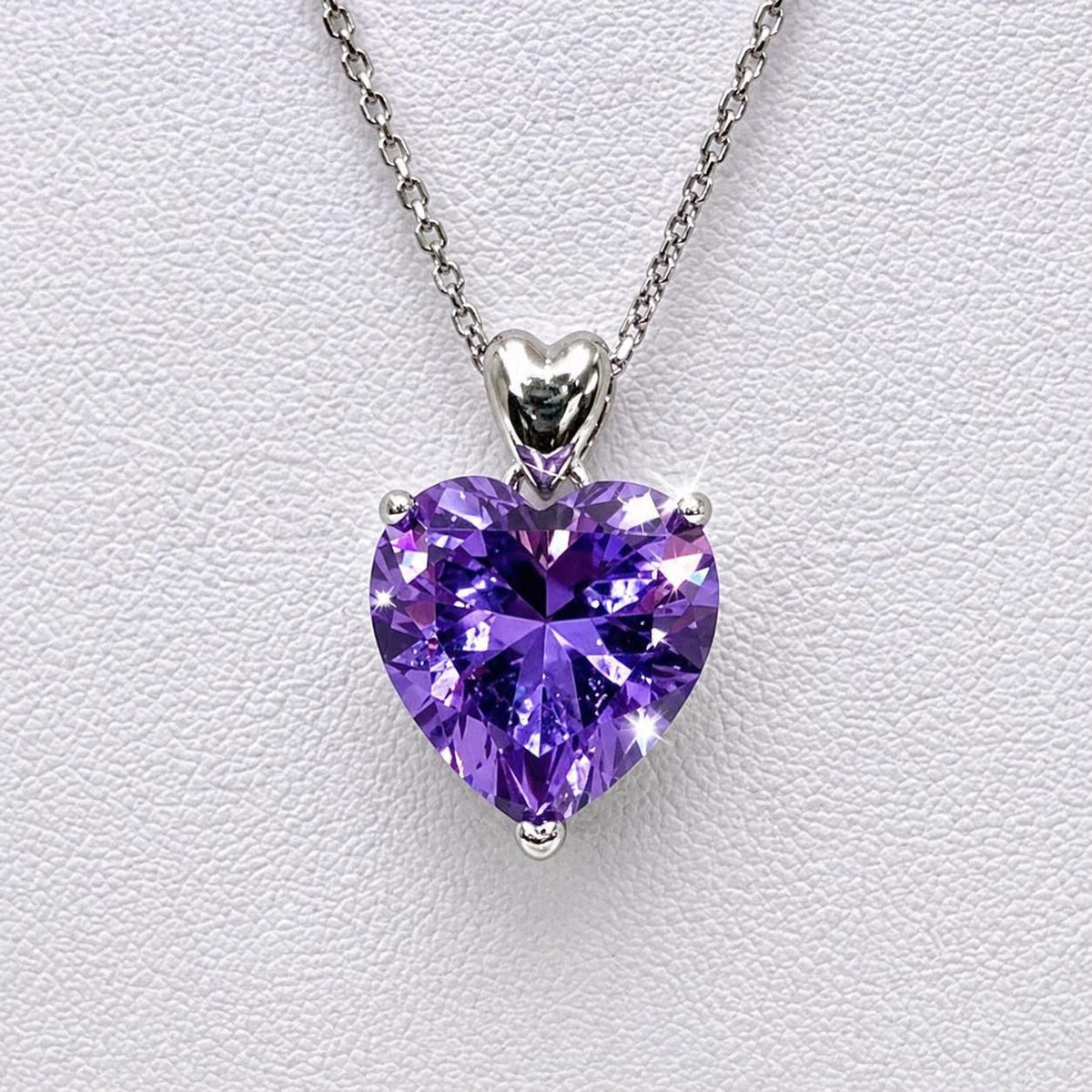 Purple Heart Sapphire Necklace: 5 Carat Sterling Silver Bridal Pendant