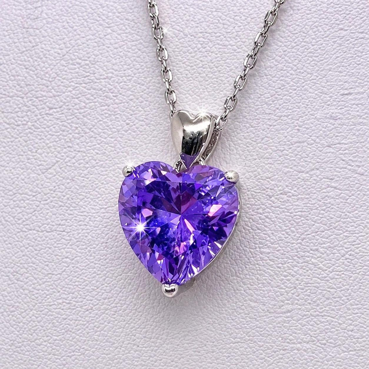 Purple Heart Sapphire Necklace: 5 Carat Sterling Silver Bridal Pendant