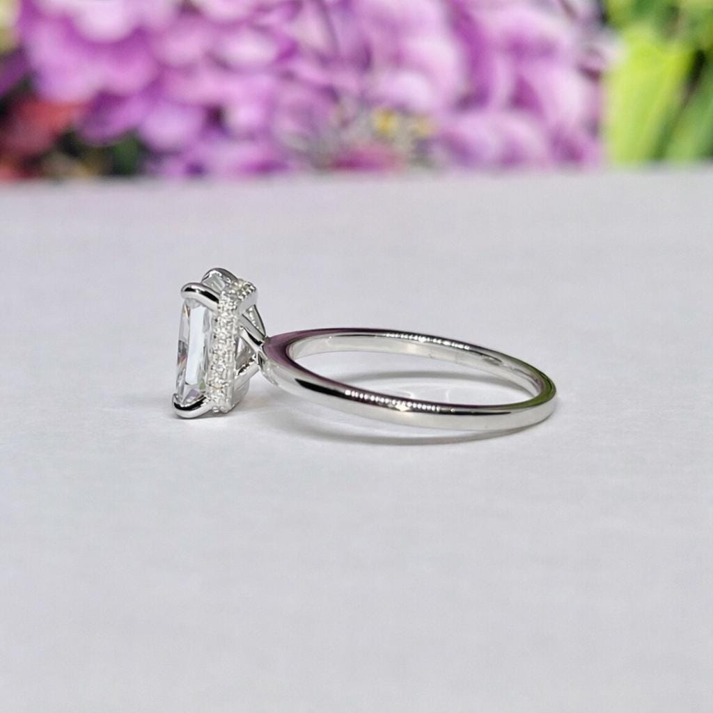 Radiant Cut 3 Carat Moissanite Engagement Ring : 925 Sterling Silver