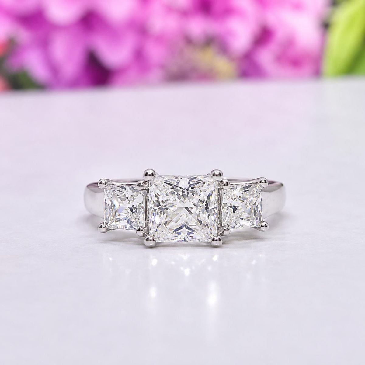 Princess Cut Moissanite Ring: 925 Sterling Silver Anniversary Ring