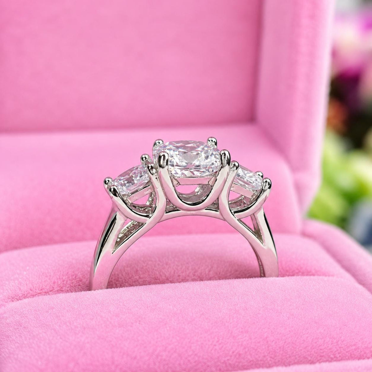 Princess Cut Moissanite Ring: 925 Sterling Silver Anniversary Ring