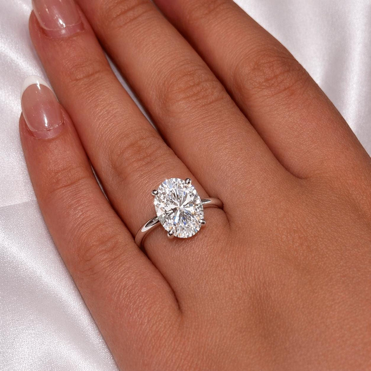 Oval Cut 3 Carat Moissanite Engagement Ring Silver