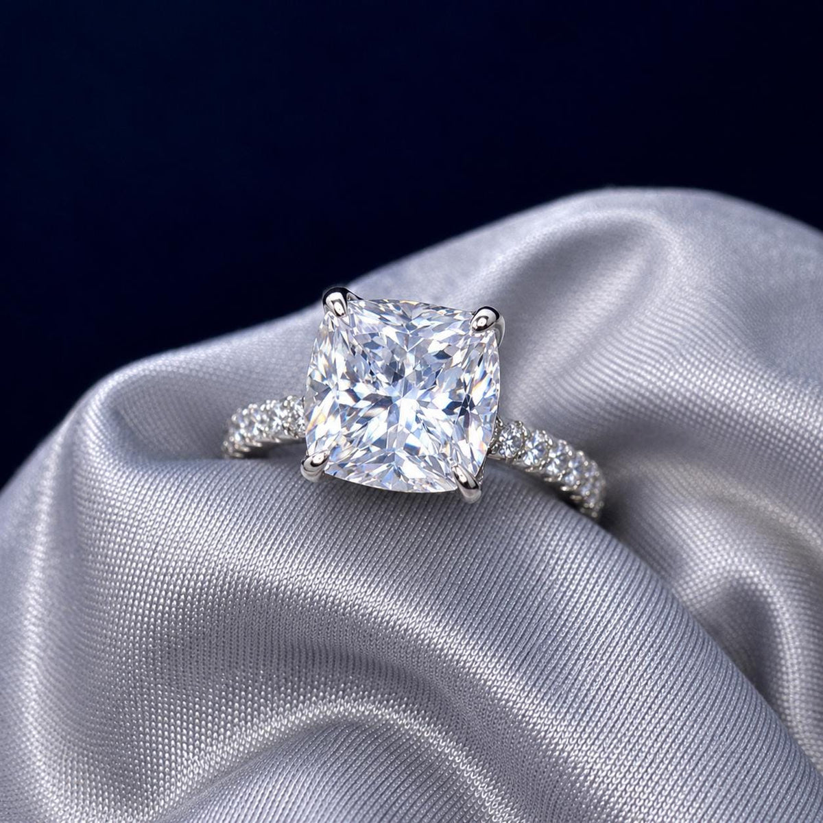 Cushion Cut 5 Ct Moissanite Ring: Sterling Silver Anniversary Promise Ring