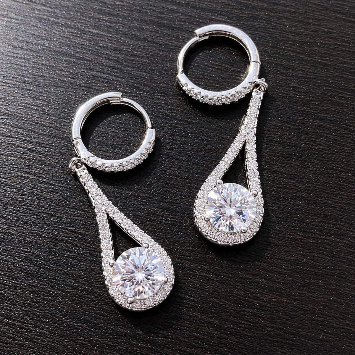 Round Cut 1 Carat VVS  Moissanite Diamond Dangle Drop Earrings 925 Sterling Silver