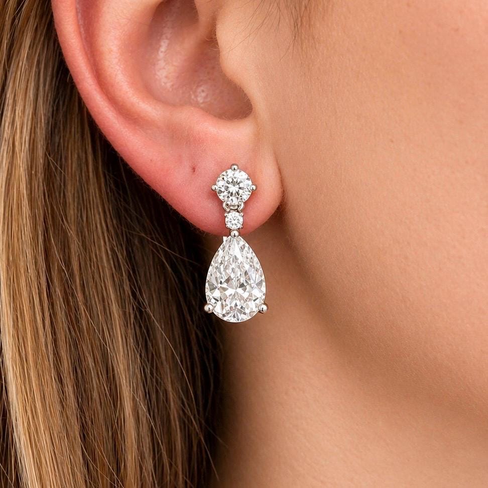 3 CT Pear-Cut Moissanite Drop Earrings
