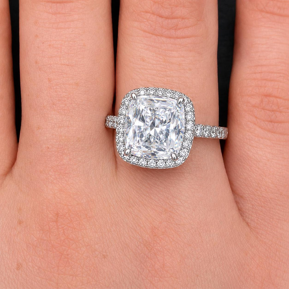Cushion Cut 6 Carat Moissanite Engagement Ring | 925 Silver