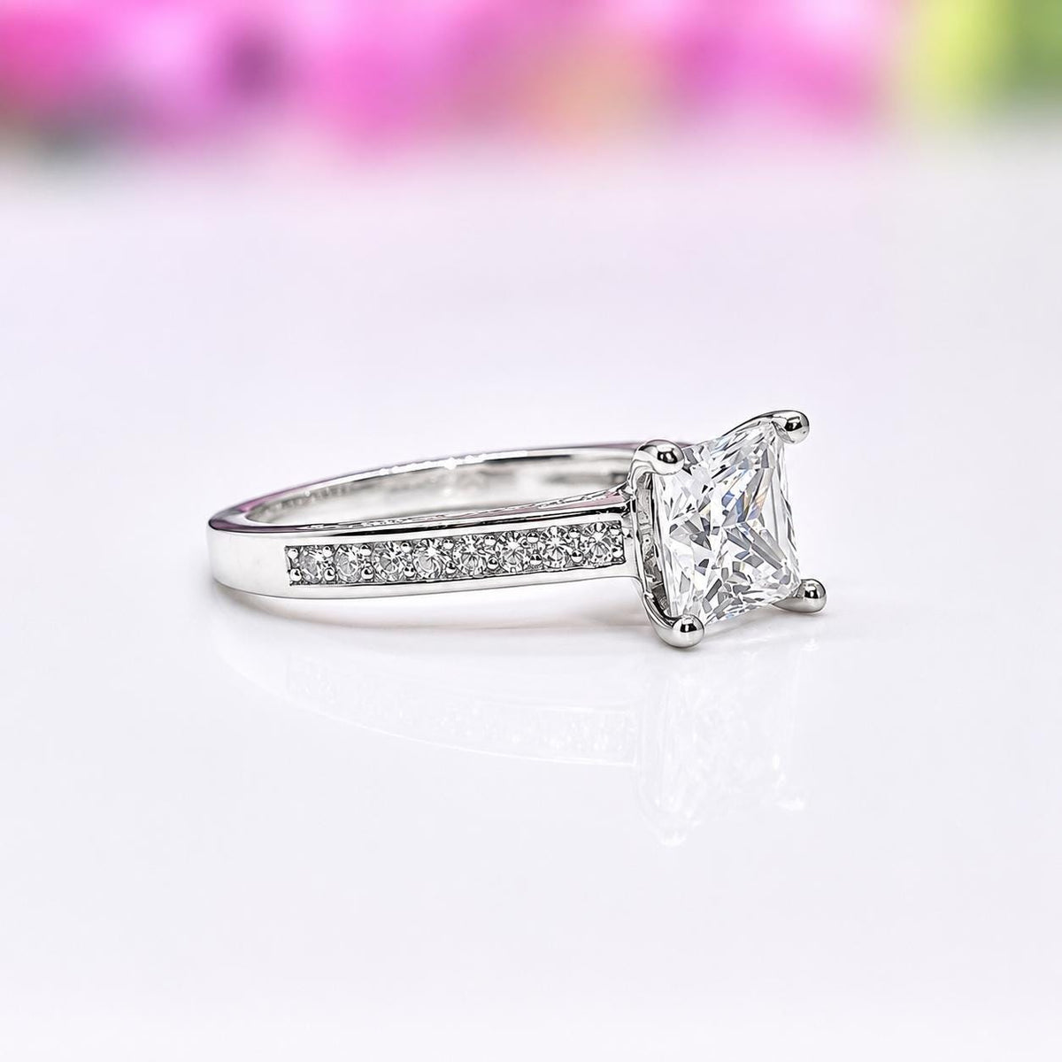 Princess 1.5 CT Moissanite Diamond Engagement Ring Wedding Anniversary Promise Ring 925 Sterling Silver