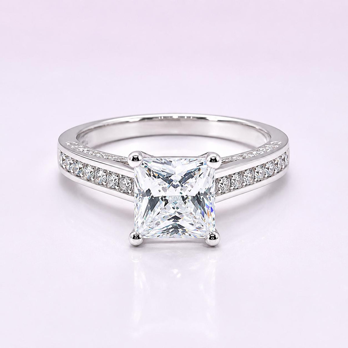 Princess 1.5 CT Moissanite Diamond Engagement Ring Wedding Anniversary Promise Ring 925 Sterling Silver