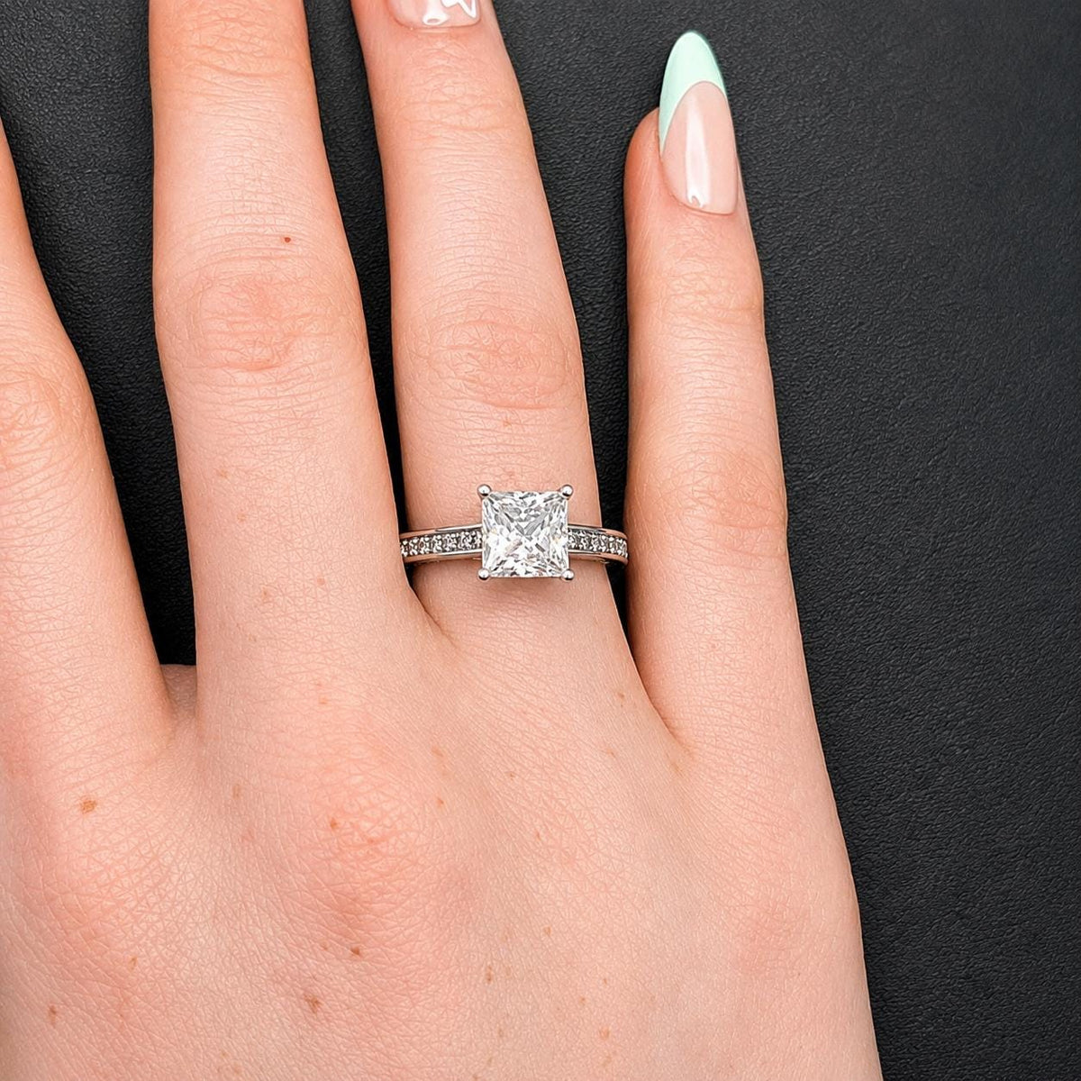 Princess 1.5 CT Moissanite Diamond Engagement Ring Wedding Anniversary Promise Ring 925 Sterling Silver