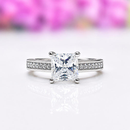 Princess 1.5 CT Moissanite Diamond Engagement Ring Wedding Anniversary Promise Ring 925 Sterling Silver