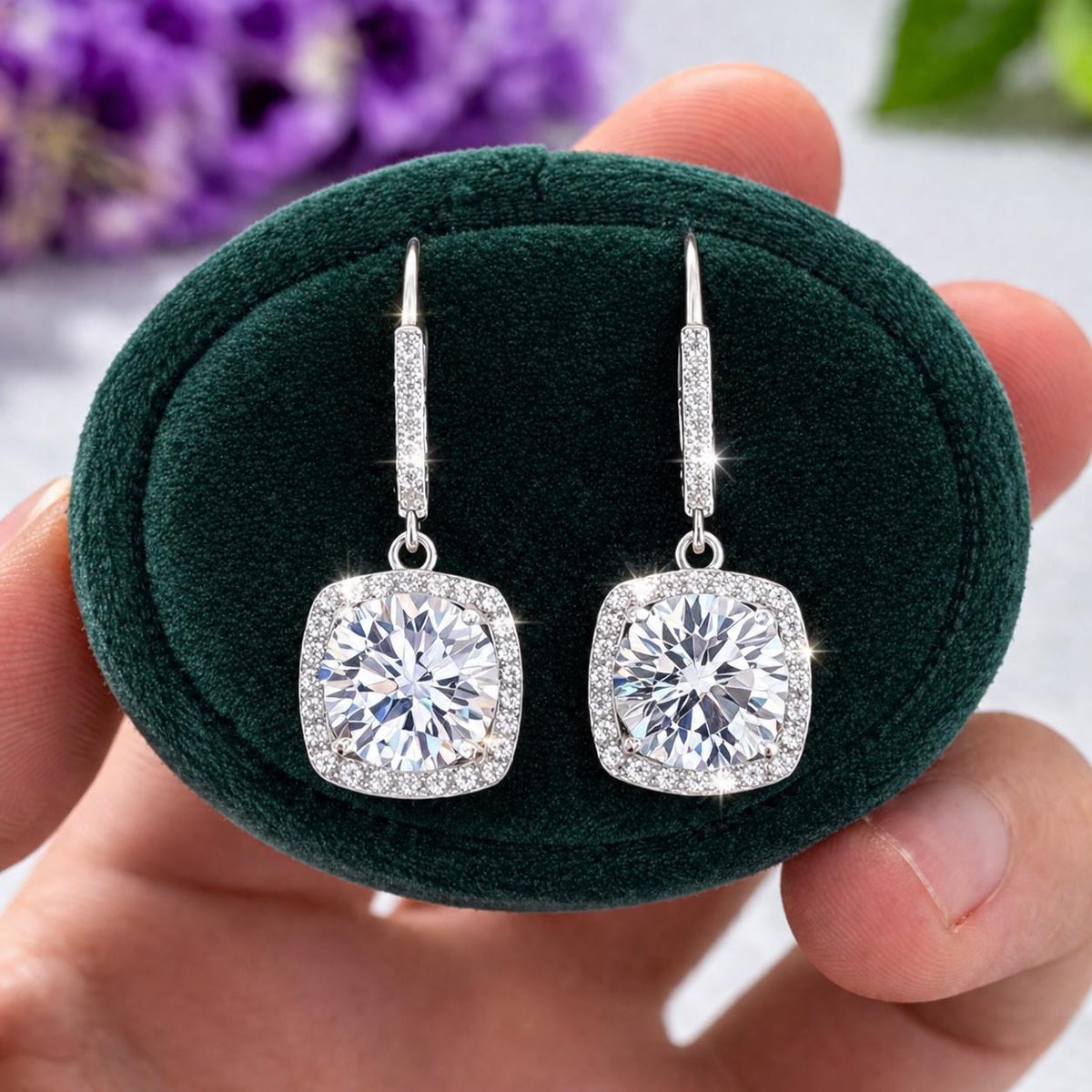 Moissanite Dangle Drop Earrings 2 Carat: 925 Sterling Silver