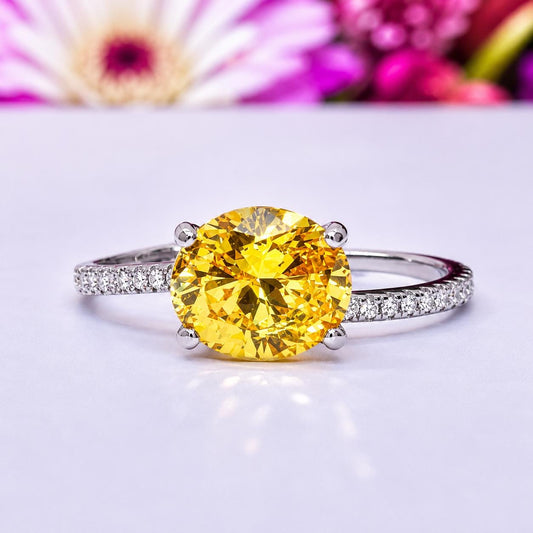 Yellow Oval Sapphire Engagement Ring Set