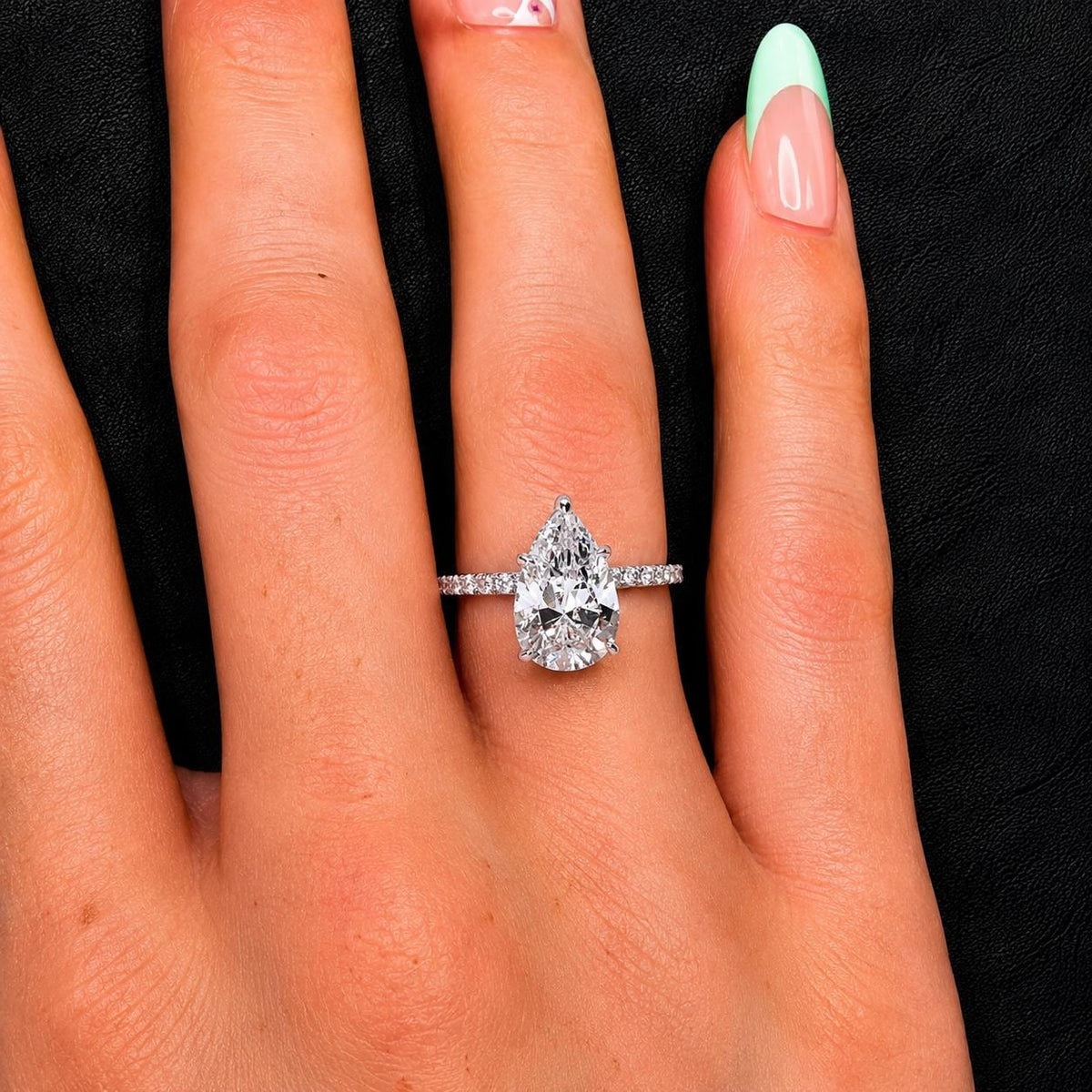 Pear Cut Moissanite Ring 3.5 Carat : 925 Sterling Silver Bridal Ring