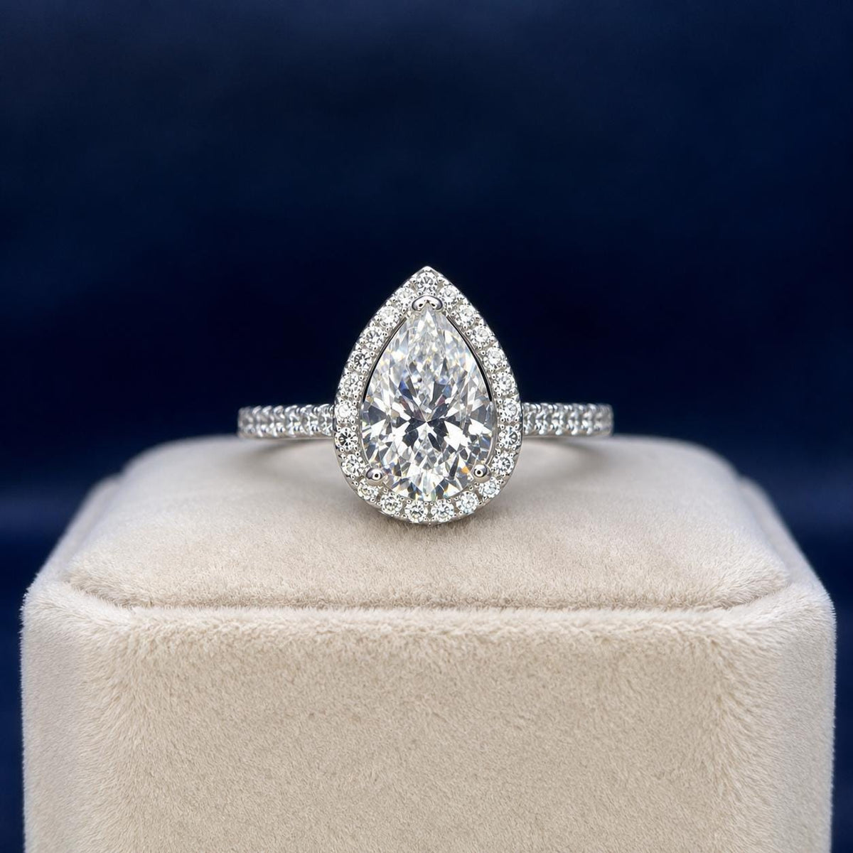 Pear Cut 2 Carat Moissanite Engagement Ring: 925 Sterling Silver Promise Ring