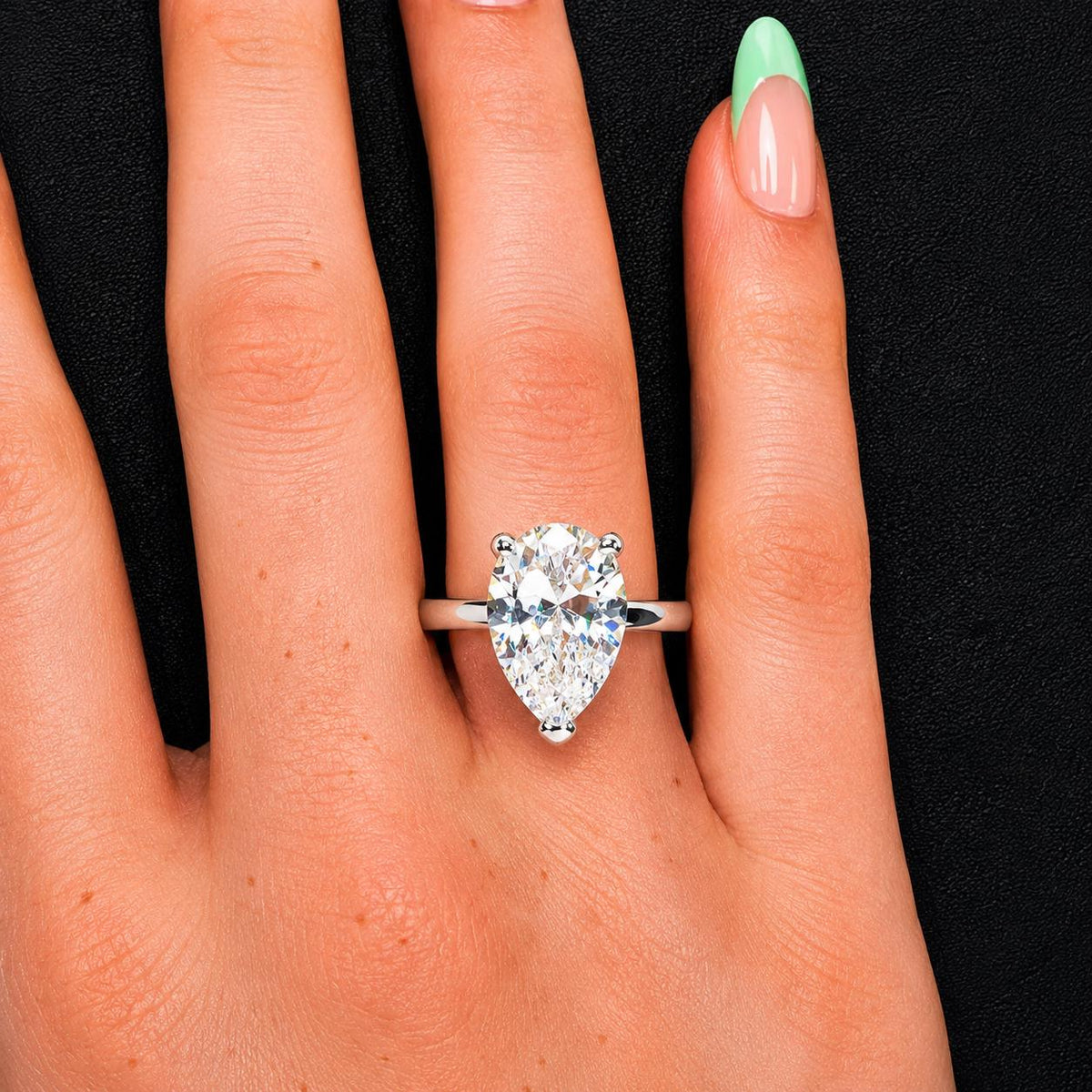 Pear Cut Moissanite Ring 2 Carat : 925 Sterling Silver Bridal Ring