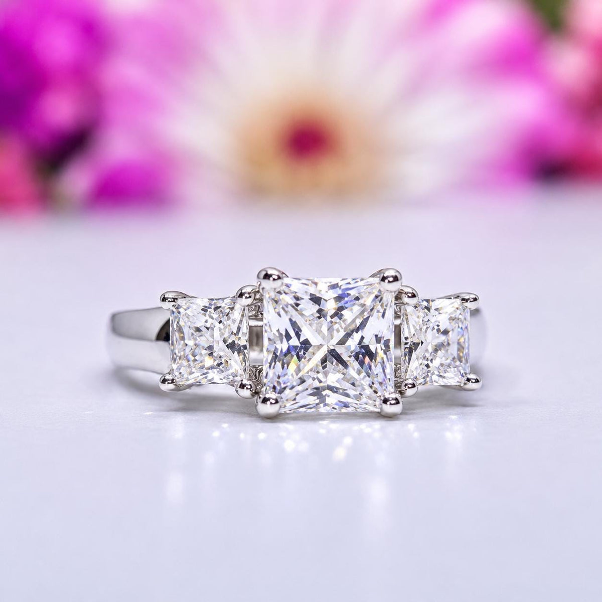 Princess Cut Moissanite Ring: 925 Sterling Silver Anniversary Ring