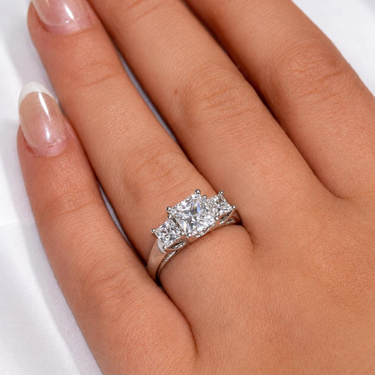 Princess Cut Moissanite Ring: 925 Sterling Silver Anniversary Ring
