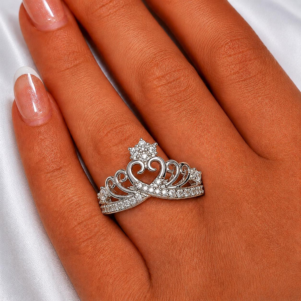 Princess Crown Moissanite Ring: 925 Sterling Silver Tiara