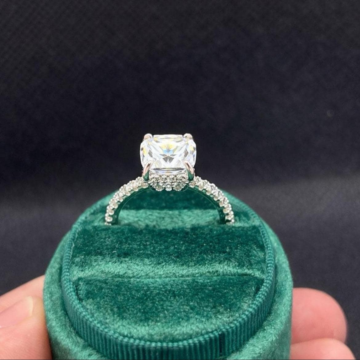 Cushion Cut 5 Ct Moissanite Ring: Sterling Silver Anniversary Promise Ring