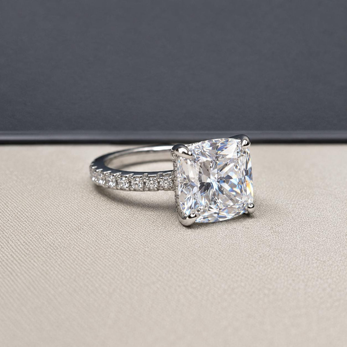 Cushion Cut 5 Ct Moissanite Ring: Sterling Silver Anniversary Promise Ring