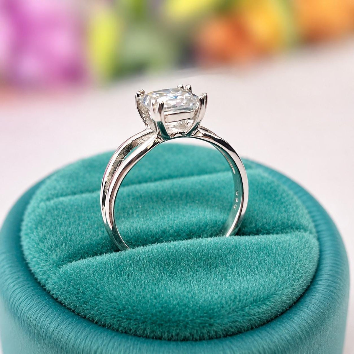 Princess Cut 1 CT Moissanite Engagement Ring: 925 Sterling Silver Anniversary