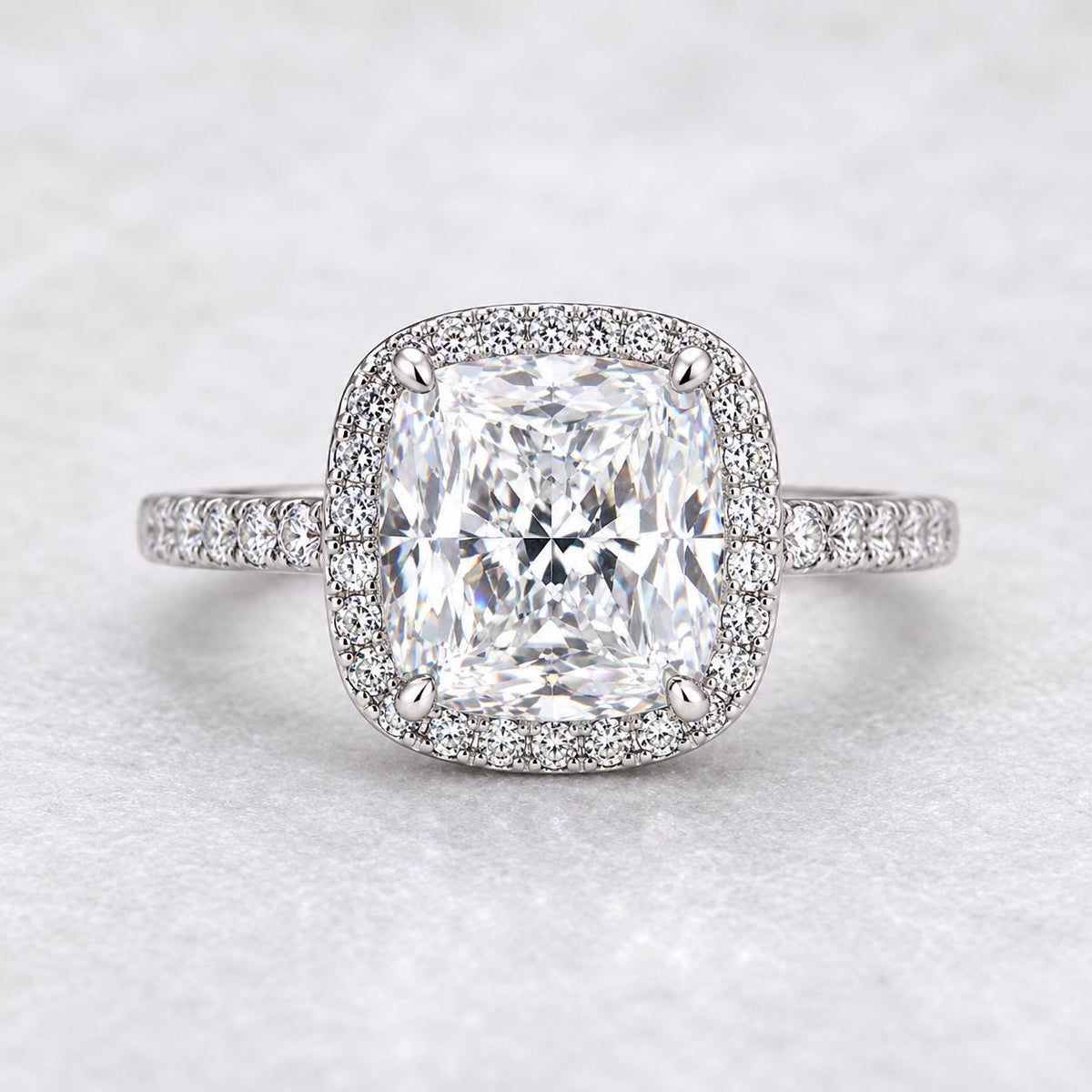 Cushion Cut 6 Carat Moissanite Engagement Ring | 925 Silver