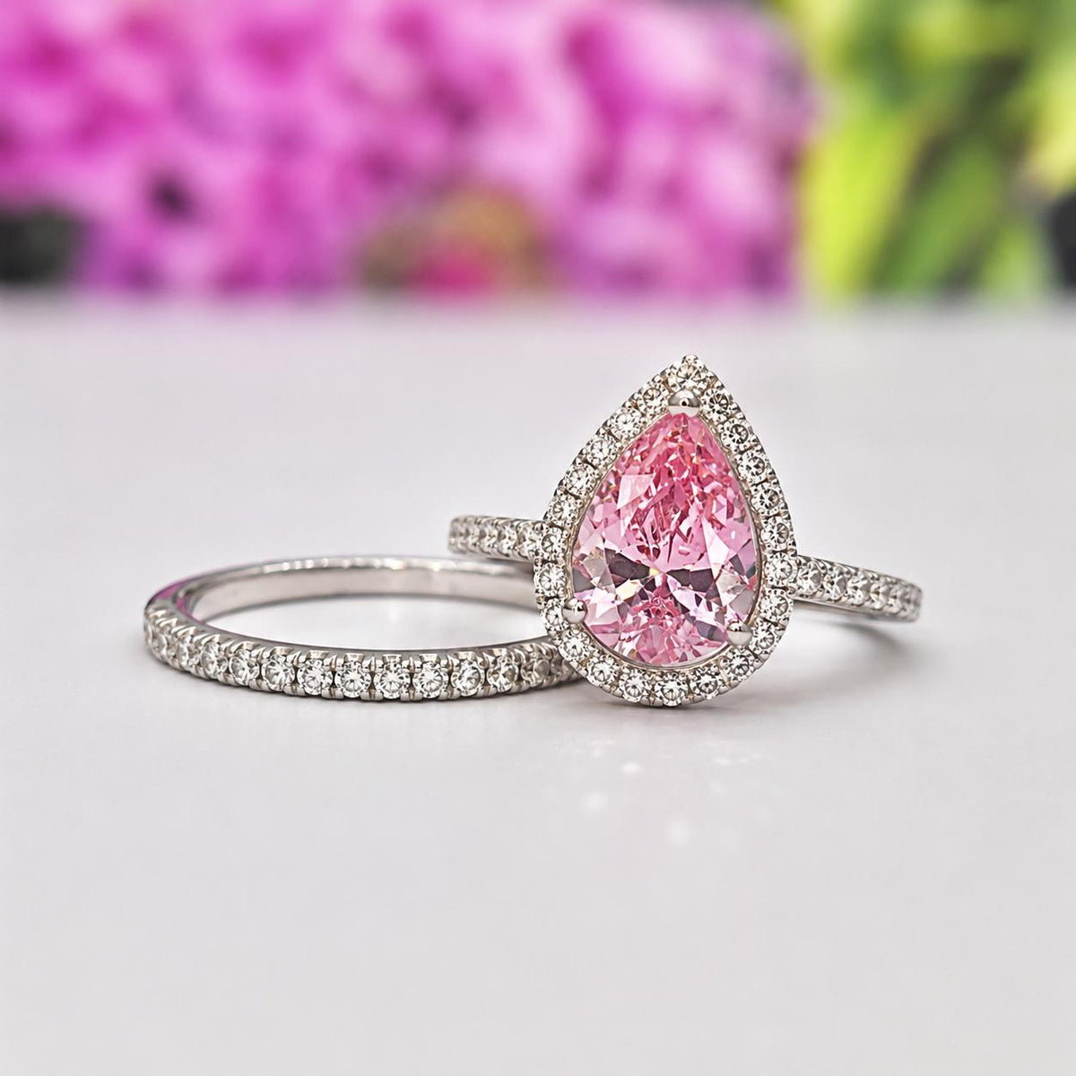 Pink Sapphire Ring Set 2 Carat : 925 Sterling Silver Ring