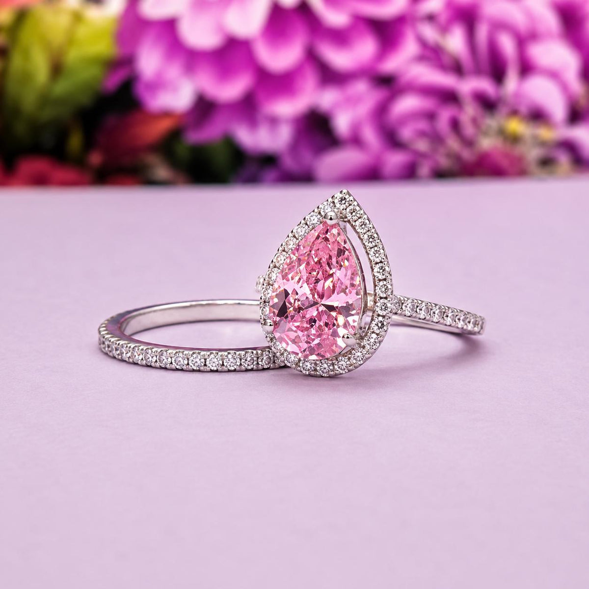 Pink Sapphire Ring Set 2 Carat : 925 Sterling Silver Ring