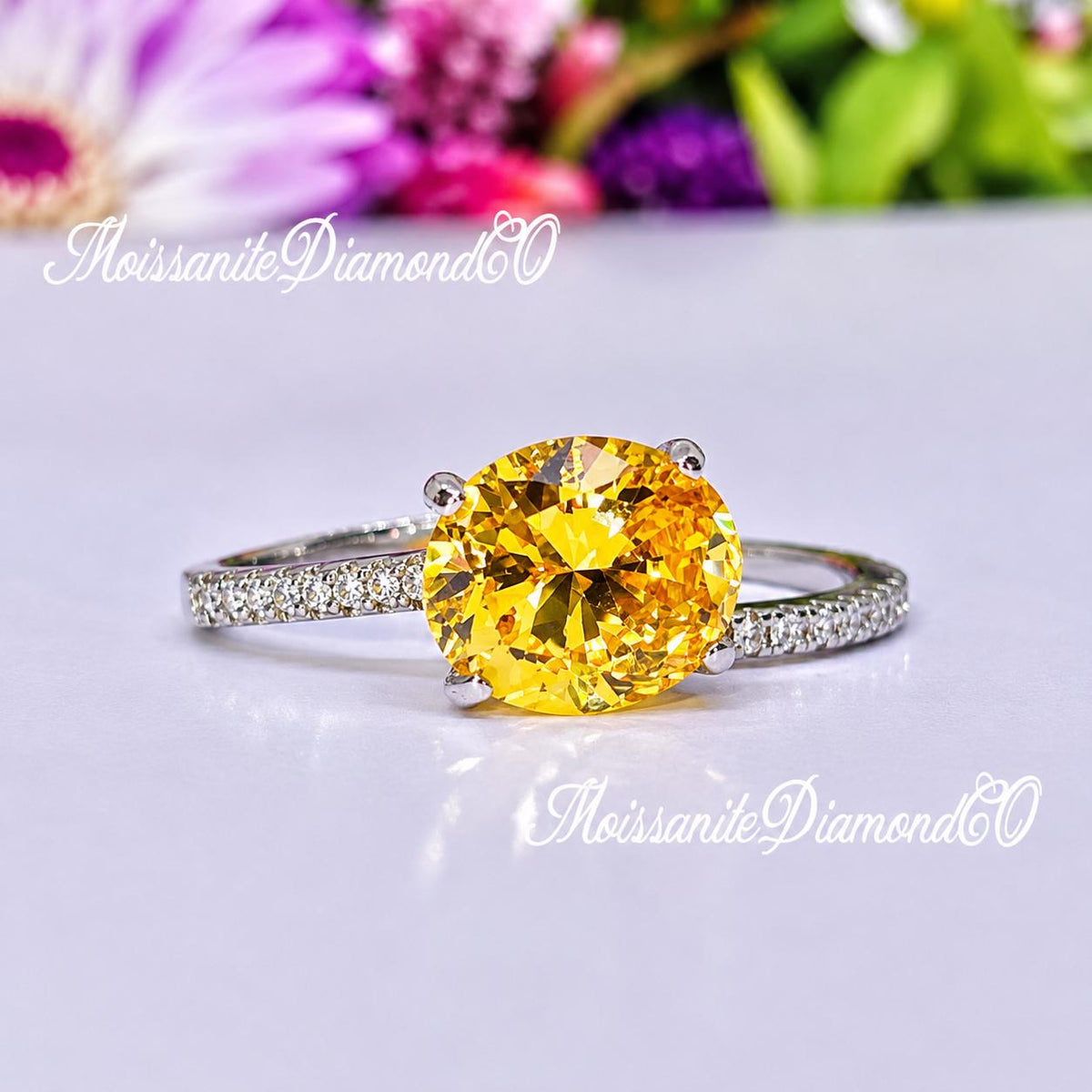 Yellow Oval Sapphire Engagement Ring Set