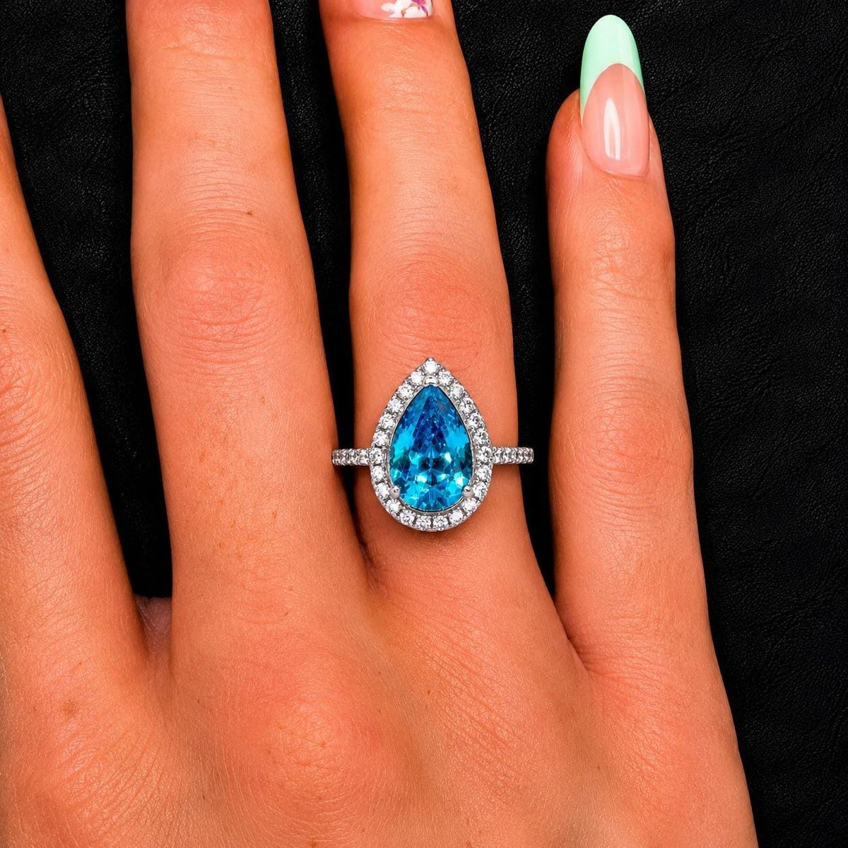 Pear Cut 2 CT Sapphire Engagement Promise Ring: Sterling Silver Wedding Jewelry