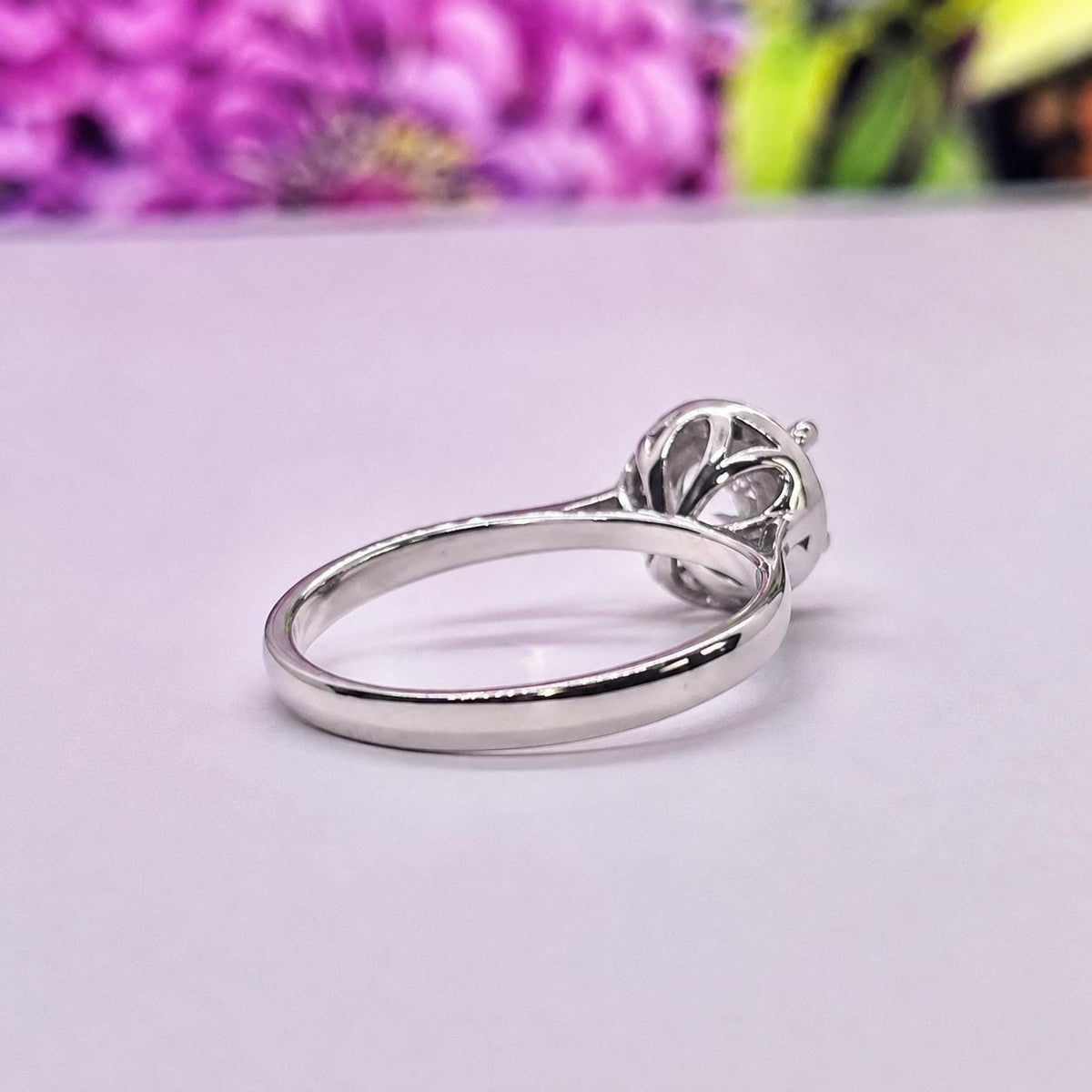 Halo Moissanite 1CT Engagement Ring: 925 Sterling Silver