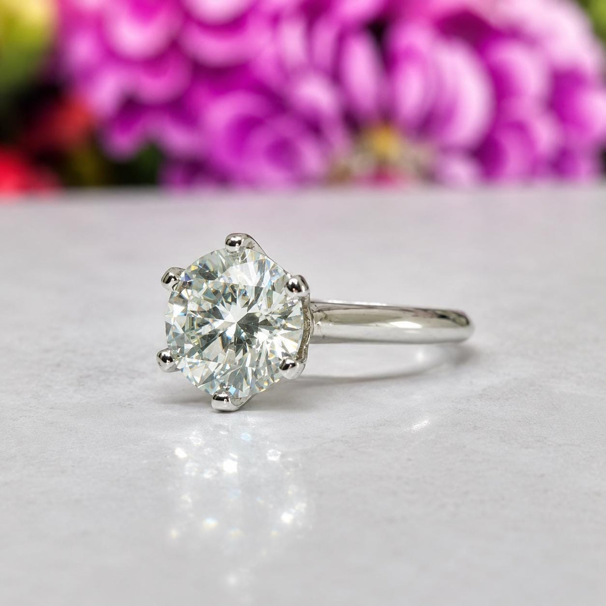 Round 3ct Moissanite Ring 925 Sterling Silver Solitaire Engagement