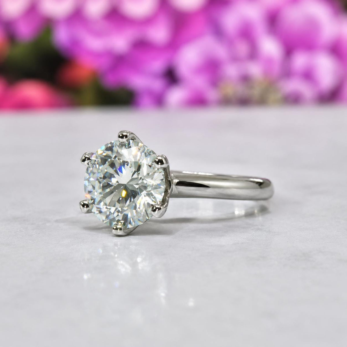 Round 3ct Moissanite Ring 925 Sterling Silver Solitaire Engagement