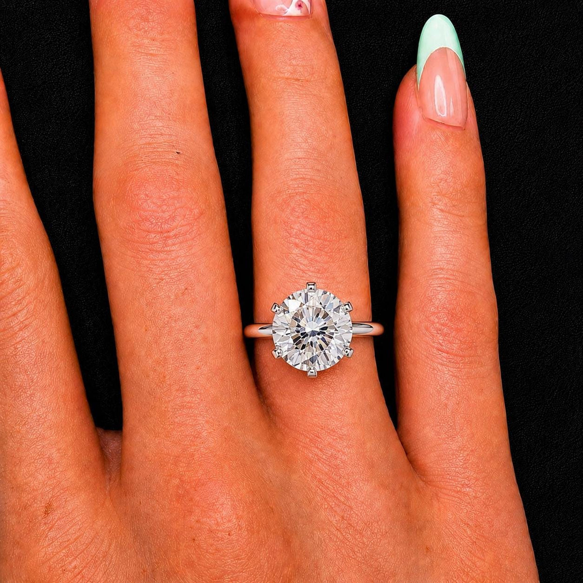 Round 3ct Moissanite Ring 925 Sterling Silver Solitaire Engagement