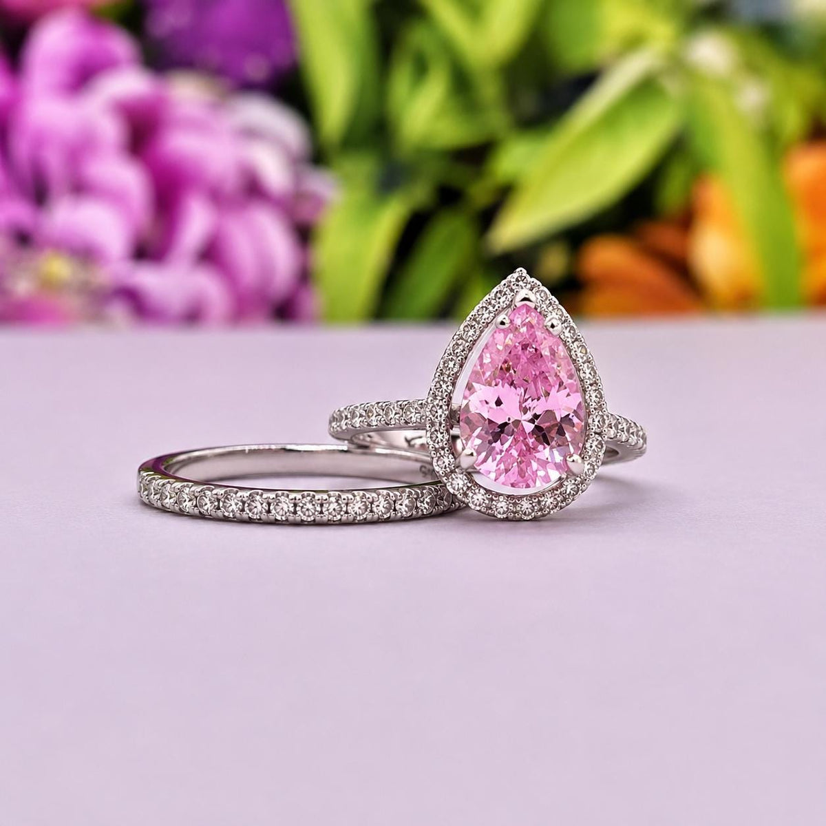 Pink Sapphire Ring Set 2 Carat : 925 Sterling Silver Ring