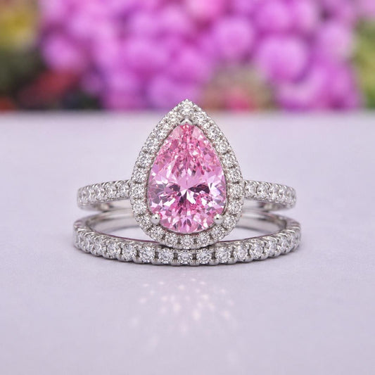 Pink Sapphire Ring Set 2 Carat : 925 Sterling Silver Ring