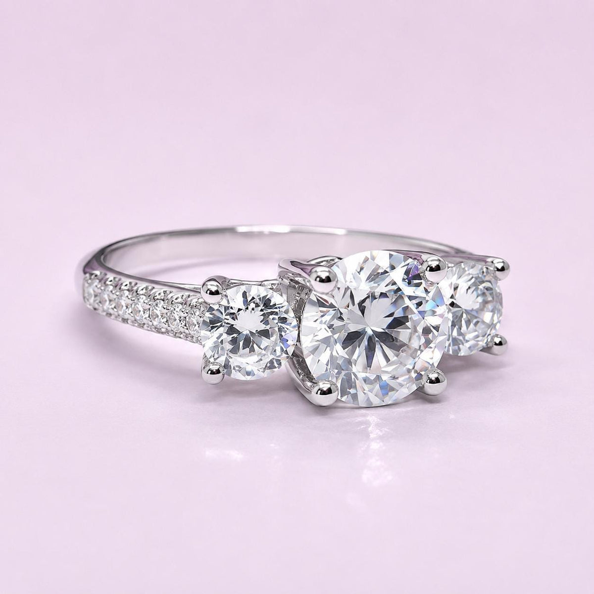 Three Stone 2 Carat Moissanite Ring
