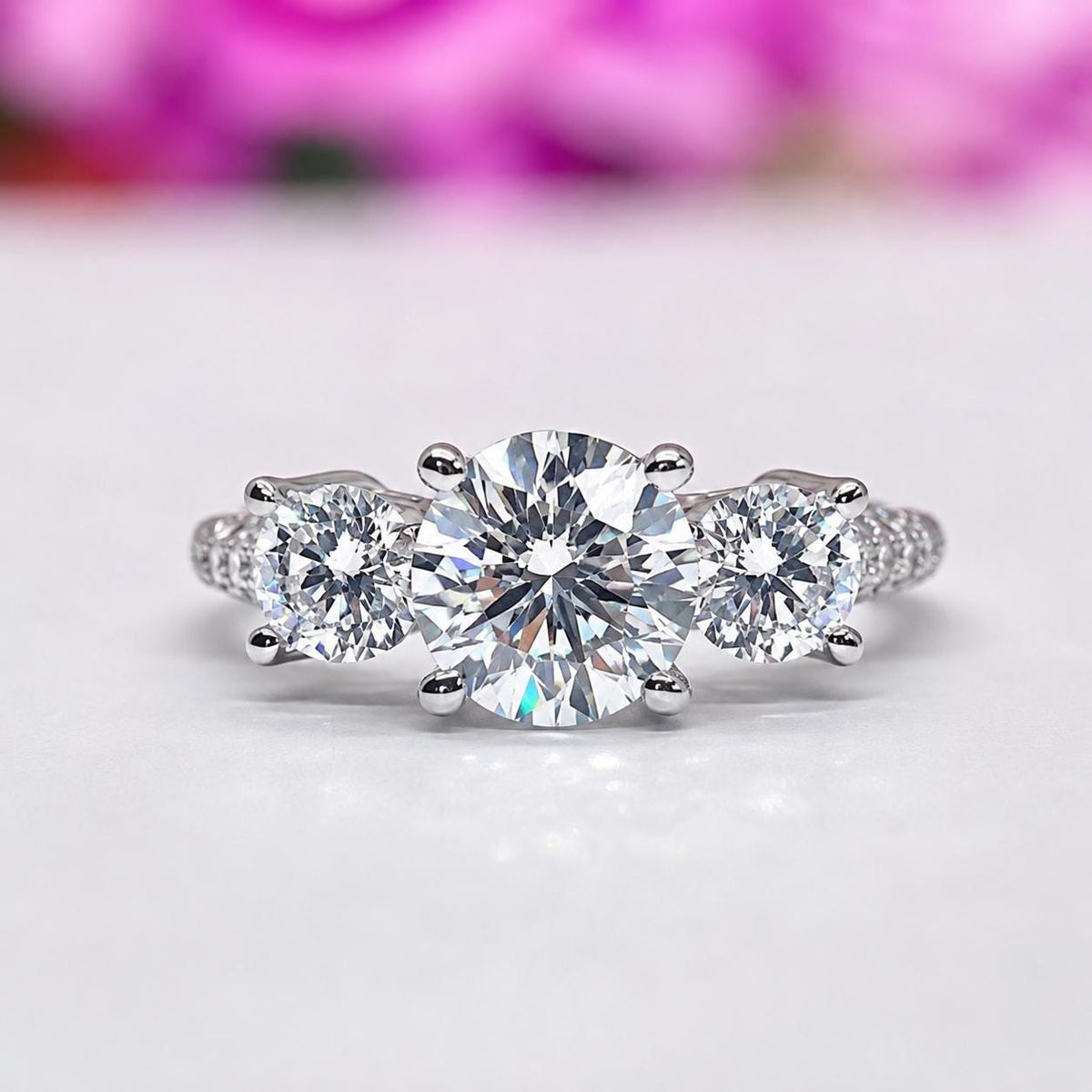 Three Stone 2 Carat Moissanite Ring