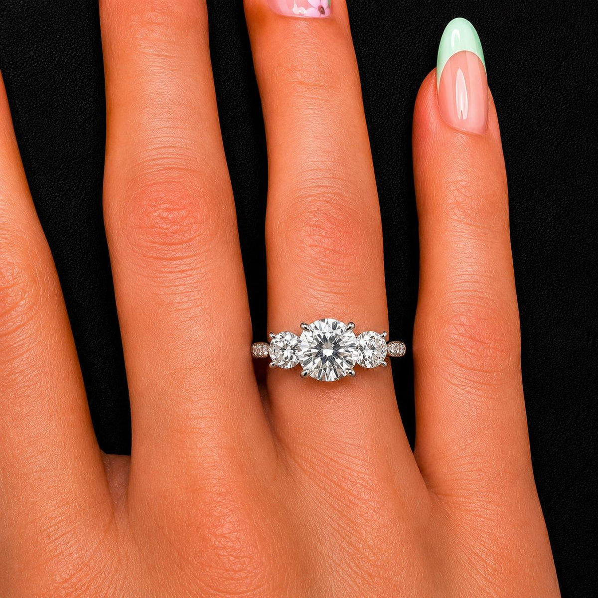 Three Stone 2 Carat Moissanite Ring