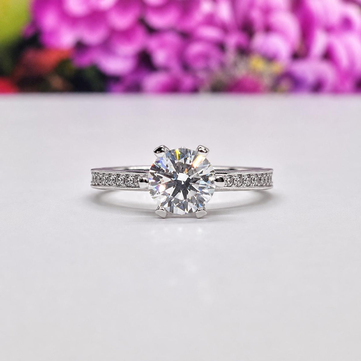 1.25 Ct Round Moissanite Ring: Sterling Silver Anniversary Promise Ring